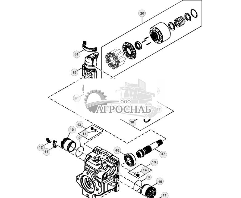 Передняя секция гидростатического насоса (ЭГ органы управления) - ST3157 165.jpg
